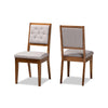 Baxton Studio Gideon Modern and Contemporary Grey Fabric Upholstered and Walnut Brown Finished Wood 2-Piece Dining Chair Set