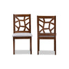 Baxton Studio Abilene Mid-Century Grey Fabric Upholstered and Walnut Brown Finished Dining Chair Set of 2