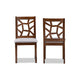 Baxton Studio Abilene Mid-Century Grey Fabric Upholstered and Walnut Brown Finished Dining Chair Set of 2