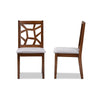 Baxton Studio Abilene Mid-Century Grey Fabric Upholstered and Walnut Brown Finished Dining Chair Set of 2