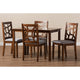 Baxton Studio Abilene Mid-Century Walnut Finished and Grey Fabric Upholstered 5-Piece Dining Set WHI-RH3010C-Walnut-Grey-Dining-Set