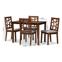 Table: Walnut Brown; Chairs: Grey, Walnut Brown