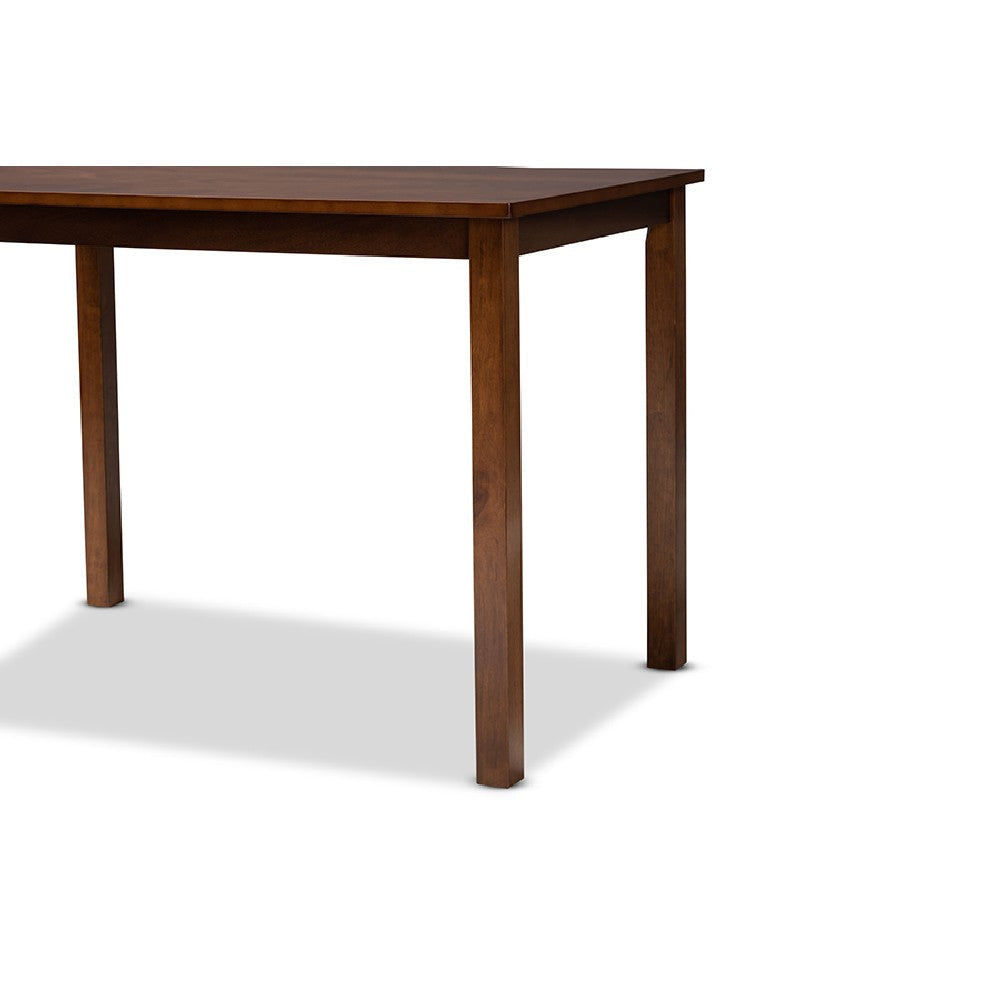 Baxton Studio Abilene Mid-Century Light Brown Fabric Upholstered and Walnut Brown Finished 5-Piece Wood Dining Set