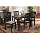 Baxton Studio Jackson Modern and Contemporary Grey Fabric Upholstered and Espresso Brown Finished Wood 5-Piece Dining Set