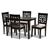 Baxton Studio Jackson Modern and Contemporary Sand Fabric Upholstered and Espresso Brown Finished Wood 5-Piece Dining Set