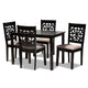 Baxton Studio Jackson Modern and Contemporary Sand Fabric Upholstered and Espresso Brown Finished Wood 5-Piece Dining Set
