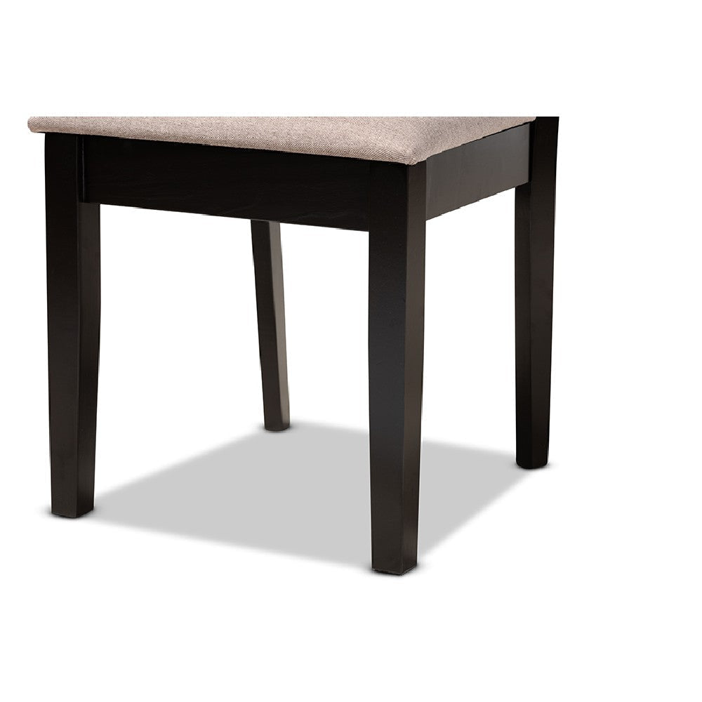 Baxton Studio Jackson Modern and Contemporary Sand Fabric Upholstered and Espresso Brown Finished Wood 5-Piece Dining Set