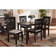 Baxton Studio Jackson Modern and Contemporary Sand Fabric Upholstered and Espresso Brown Finished Wood 5-Piece Dining Set