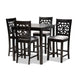 Baxton Studio Devon Modern and Contemporary Grey Fabric Upholstered and Espresso Brown Finished Wood 5-Piece Pub Dining Set