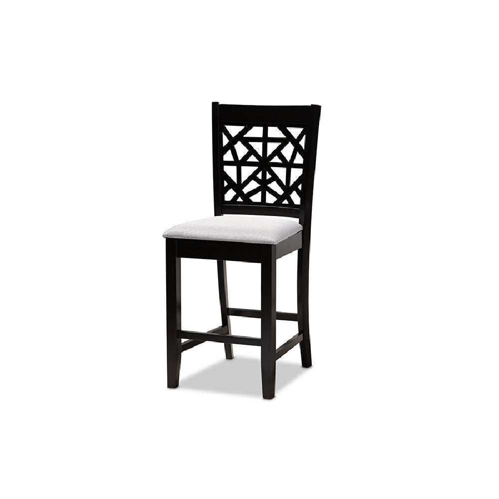 Baxton Studio Devon Modern and Contemporary Grey Fabric Upholstered and Espresso Brown Finished Wood 5-Piece Pub Dining Set