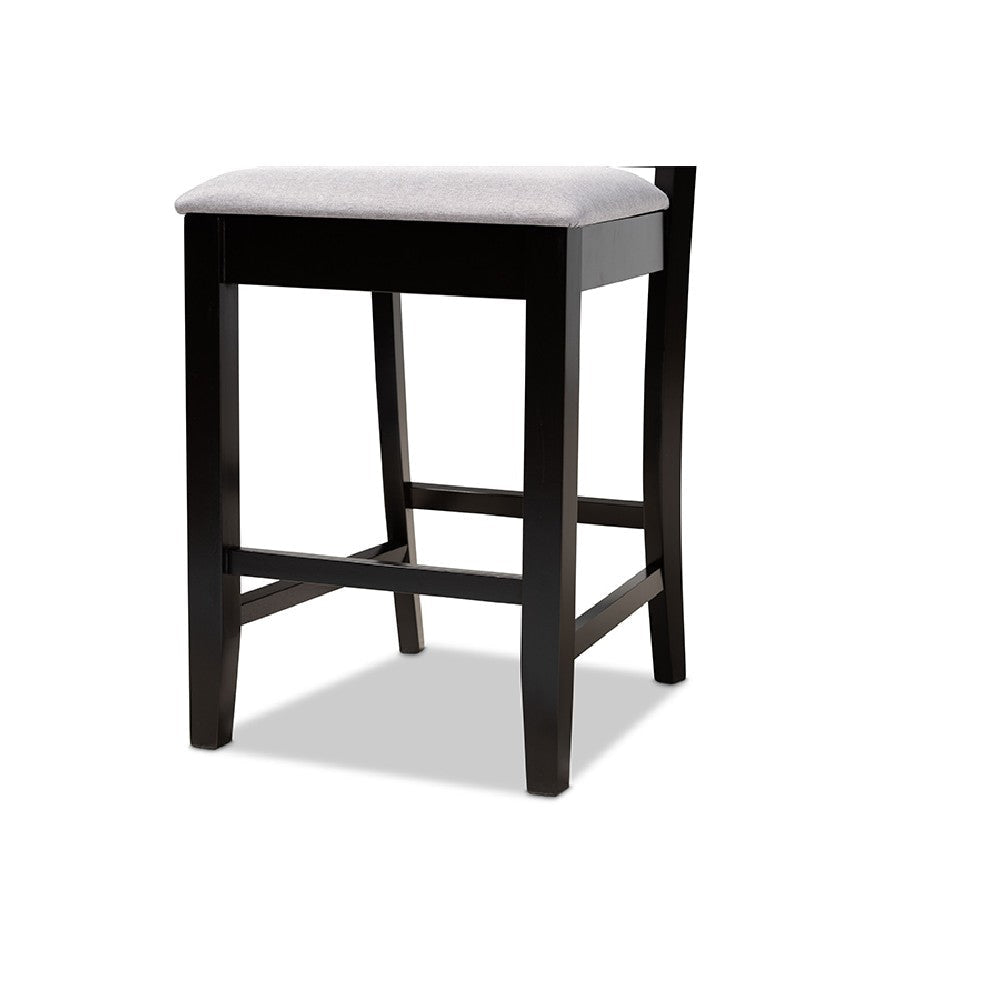 Baxton Studio Devon Modern and Contemporary Grey Fabric Upholstered and Espresso Brown Finished Wood 5-Piece Pub Dining Set