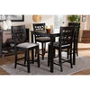 Baxton Studio Devon Modern and Contemporary Grey Fabric Upholstered and Espresso Brown Finished Wood 5-Piece Pub Dining Set