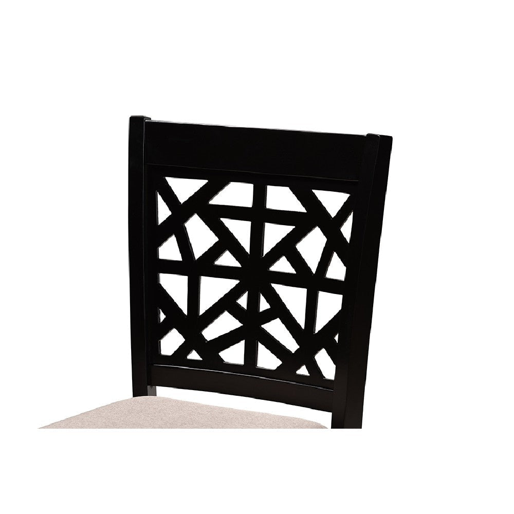 Baxton Studio Devon Modern and Contemporary Sand Fabric Upholstered and Espresso Brown Finished Wood 5-Piece Pub Dining Set