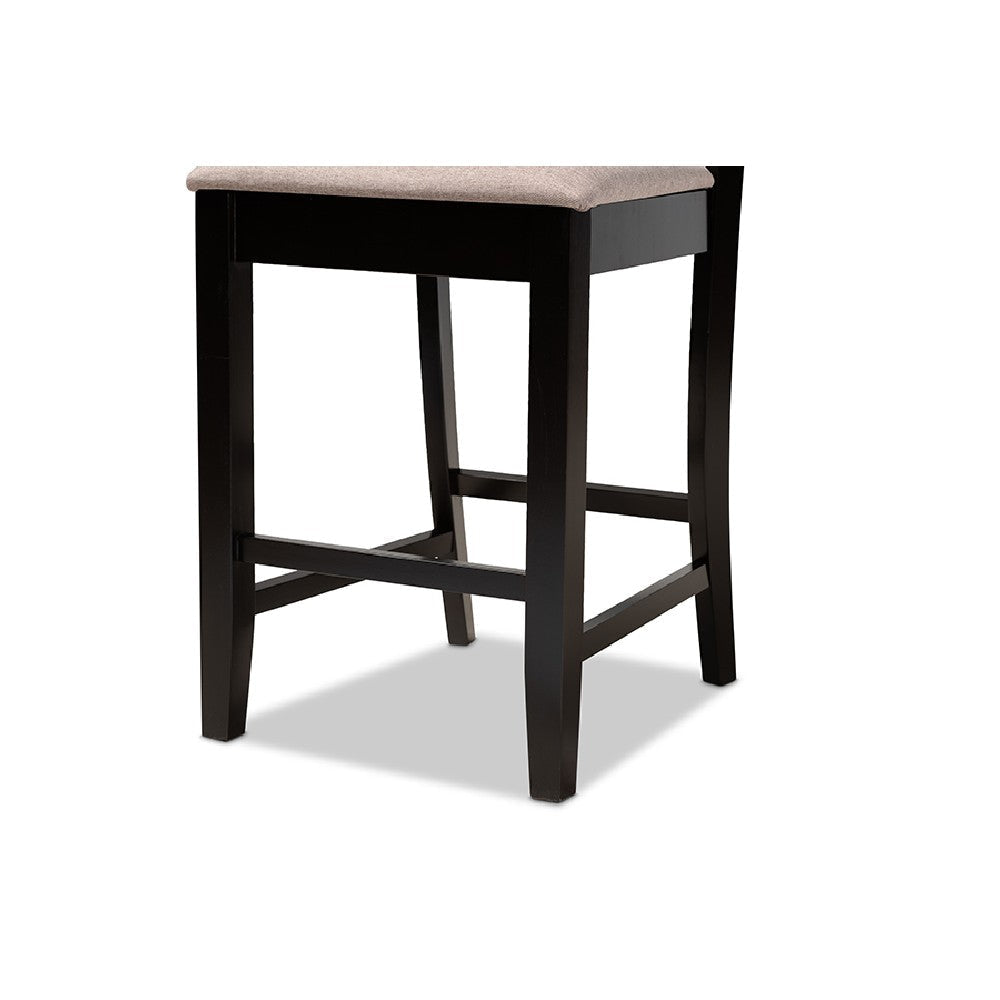 Baxton Studio Devon Modern and Contemporary Sand Fabric Upholstered and Espresso Brown Finished Wood 5-Piece Pub Dining Set