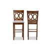 Baxton Studio Carson Modern and Contemporary Grey Fabric Upholstered and Walnut Brown Finished Wood 2-Piece Bar Stool Set