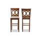 Baxton Studio Carson Modern and Contemporary Grey Fabric Upholstered and Walnut Brown Finished Wood 2-Piece Bar Stool Set