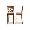 Baxton Studio Carson Modern and Contemporary Grey Fabric Upholstered and Walnut Brown Finished Wood 2-Piece Bar Stool Set
