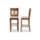 Baxton Studio Carson Modern and Contemporary Grey Fabric Upholstered and Walnut Brown Finished Wood 2-Piece Bar Stool Set
