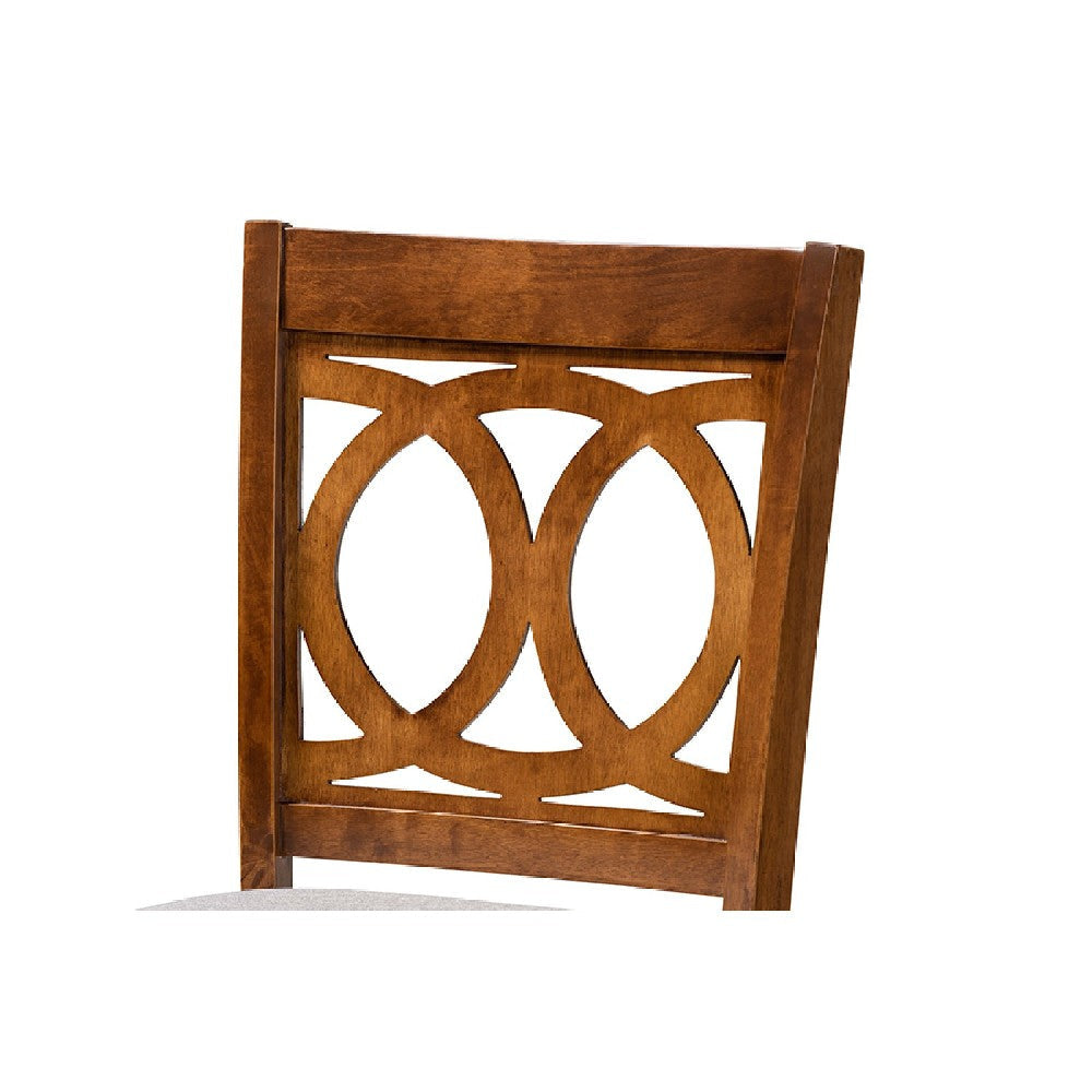 Baxton Studio Carson Modern and Contemporary Grey Fabric Upholstered and Walnut Brown Finished Wood 2-Piece Bar Stool Set