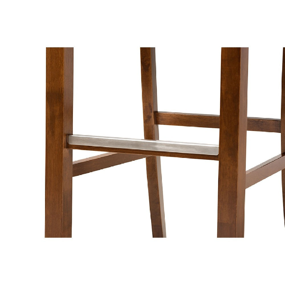 Baxton Studio Carson Modern and Contemporary Grey Fabric Upholstered and Walnut Brown Finished Wood 2-Piece Bar Stool Set