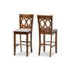 Baxton Studio Carson Modern and Contemporary Grey Fabric Upholstered and Walnut Brown Finished Wood 2-Piece Bar Stool Set