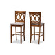 Baxton Studio Carson Modern and Contemporary Grey Fabric Upholstered and Walnut Brown Finished Wood 2-Piece Bar Stool Set