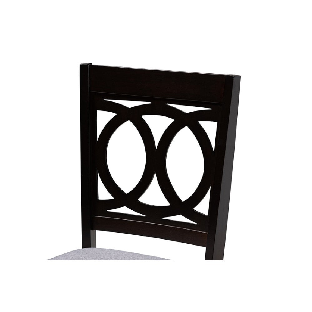 Baxton Studio Lenoir Modern and Contemporary Gray Fabric Upholstered Espresso Brown Finished Wood 5-Piece Dining Set