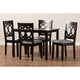 Baxton Studio Lenoir Modern and Contemporary Gray Fabric Upholstered Espresso Brown Finished Wood 5-Piece Dining Set