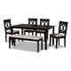 Baxton Studio Bennett Modern and Contemporary Grey Fabric Upholstered and Dark Brown Finished Wood 6-Piece Dining Set