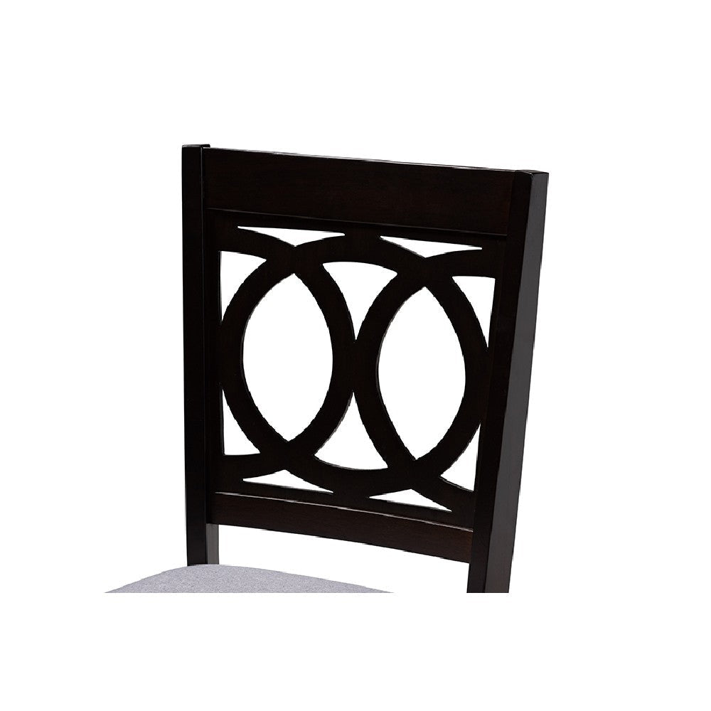 Baxton Studio Bennett Modern and Contemporary Grey Fabric Upholstered and Dark Brown Finished Wood 6-Piece Dining Set
