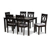 Baxton Studio Lenoir Modern and Contemporary Grey Fabric Upholstered Espresso Brown Finished Wood 7-Piece Dining Set