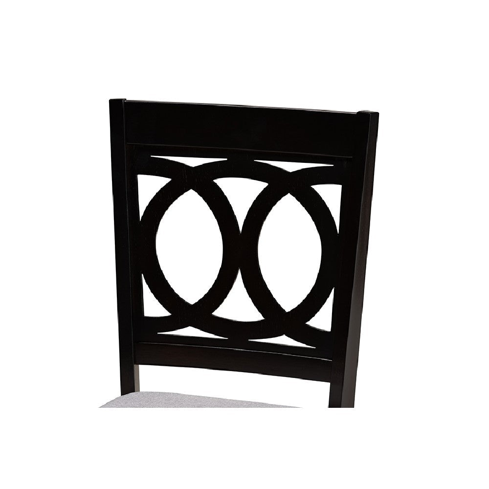 Baxton Studio Lenoir Modern and Contemporary Grey Fabric Upholstered Espresso Brown Finished Wood 7-Piece Dining Set