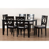 Baxton Studio Lenoir Modern and Contemporary Grey Fabric Upholstered Espresso Brown Finished Wood 7-Piece Dining Set
