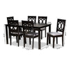 Baxton Studio Lenoir Modern and Contemporary Grey Fabric Upholstered Espresso Brown Finished Wood 7-Piece Dining Set
