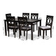 Baxton Studio Lenoir Modern and Contemporary Grey Fabric Upholstered Espresso Brown Finished Wood 7-Piece Dining Set