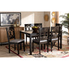 Baxton Studio Lenoir Modern and Contemporary Grey Fabric Upholstered Espresso Brown Finished Wood 7-Piece Dining Set