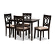 Baxton Studio Lenoir Modern and Contemporary Sand Fabric Upholstered Espresso Brown Finished Wood 5-Piece Dining Set