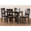 Baxton Studio Lenoir Modern and Contemporary Sand Fabric Upholstered Espresso Brown Finished Wood 5-Piece Dining Set
