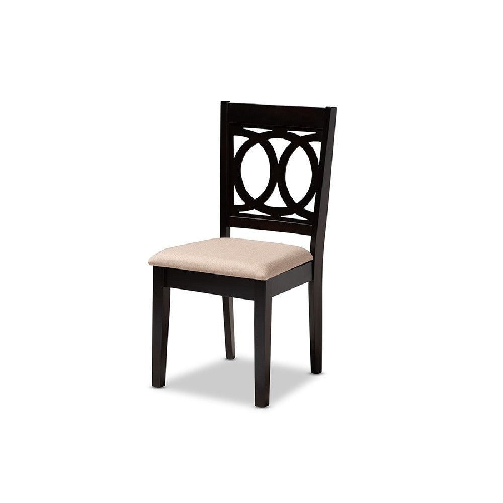 Baxton Studio Bennett Modern and Contemporary Sand Fabric Upholstered and Dark Brown Finished Wood 6-Piece Dining Set