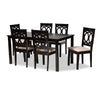 Baxton Studio Lenoir Modern and Contemporary Sand Fabric Upholstered Espresso Brown Finished Wood 7-Piece Dining Set