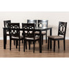 Baxton Studio Lenoir Modern and Contemporary Sand Fabric Upholstered Espresso Brown Finished Wood 7-Piece Dining Set