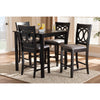 Baxton Studio Lenoir Modern and Contemporary Gray Fabric Upholstered Espresso Brown Finished 5-Piece Wood Pub Set