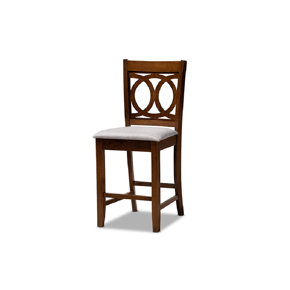 Baxton Studio Lenoir Modern and Contemporary Grey Fabric Upholstered Walnut Brown Finished 5-Piece Wood Pub Set