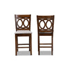 Baxton Studio Lenoir Modern and Contemporary Grey Fabric Upholstered Walnut Brown Finished Wood 2-Piece Counter Height Pub Chair Set