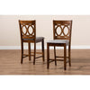 Baxton Studio Lenoir Modern and Contemporary Grey Fabric Upholstered Walnut Brown Finished Wood 2-Piece Counter Height Pub Chair Set