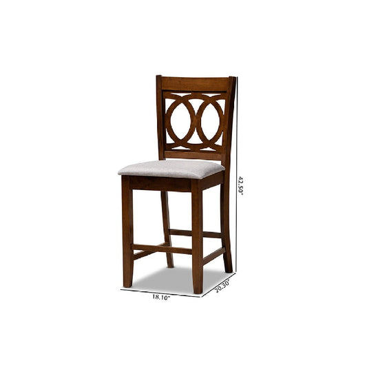 Baxton Studio Lenoir Modern and Contemporary Grey Fabric Upholstered Walnut Brown Finished Wood 2-Piece Counter Height Pub Chair Set