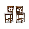 Baxton Studio Lenoir Modern and Contemporary Grey Fabric Upholstered Walnut Brown Finished Wood 2-Piece Counter Height Pub Chair Set