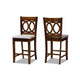 Baxton Studio Lenoir Modern and Contemporary Grey Fabric Upholstered Walnut Brown Finished Wood 2-Piece Counter Height Pub Chair Set