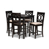 Baxton Studio Lenoir Modern and Contemporary Sand Fabric Upholstered Espresso Brown Finished 5-Piece Wood Pub Set
