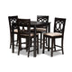 Baxton Studio Lenoir Modern and Contemporary Sand Fabric Upholstered Espresso Brown Finished 5-Piece Wood Pub Set